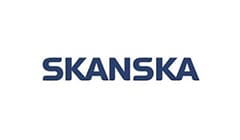 Skanska logo on a white background.