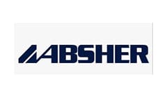 Absher logo on a white background.
